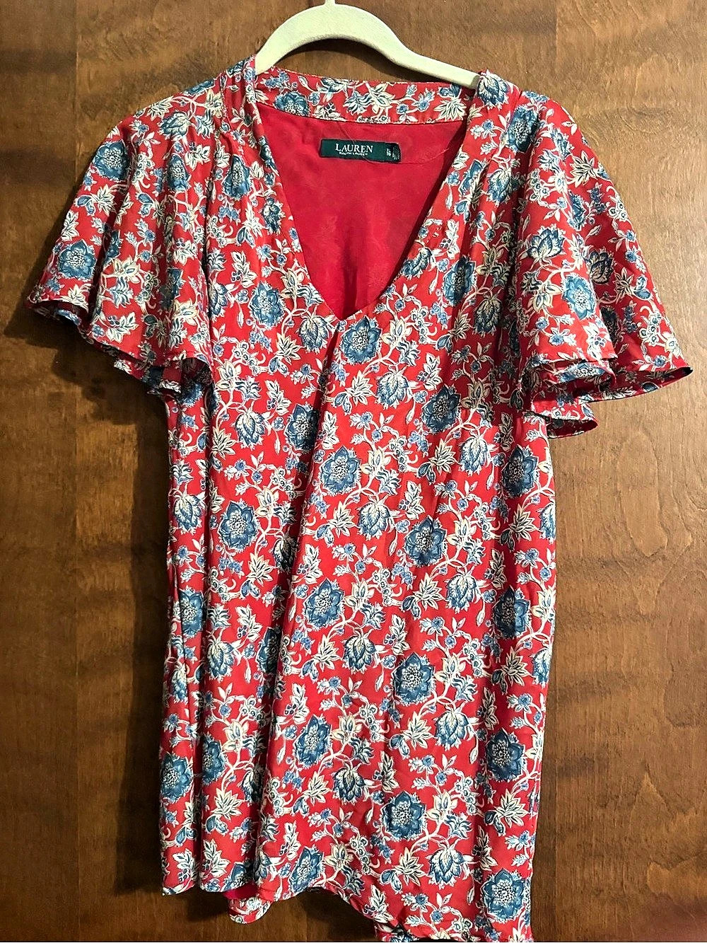 Lauren Ralph Lauren Floral Mini Dress in Red & Blue Size 6 Like New